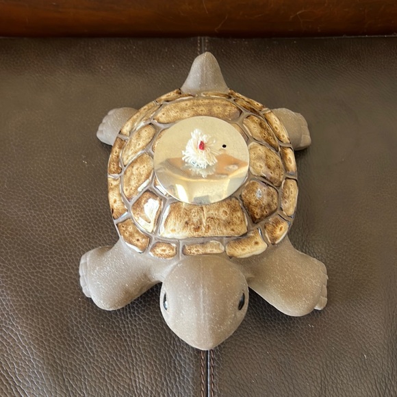 NWT Turtle Ceramic Oil Lamp W/Brown Glaze Shell & Removable Oil Container/Wick - Picture 4 of 10